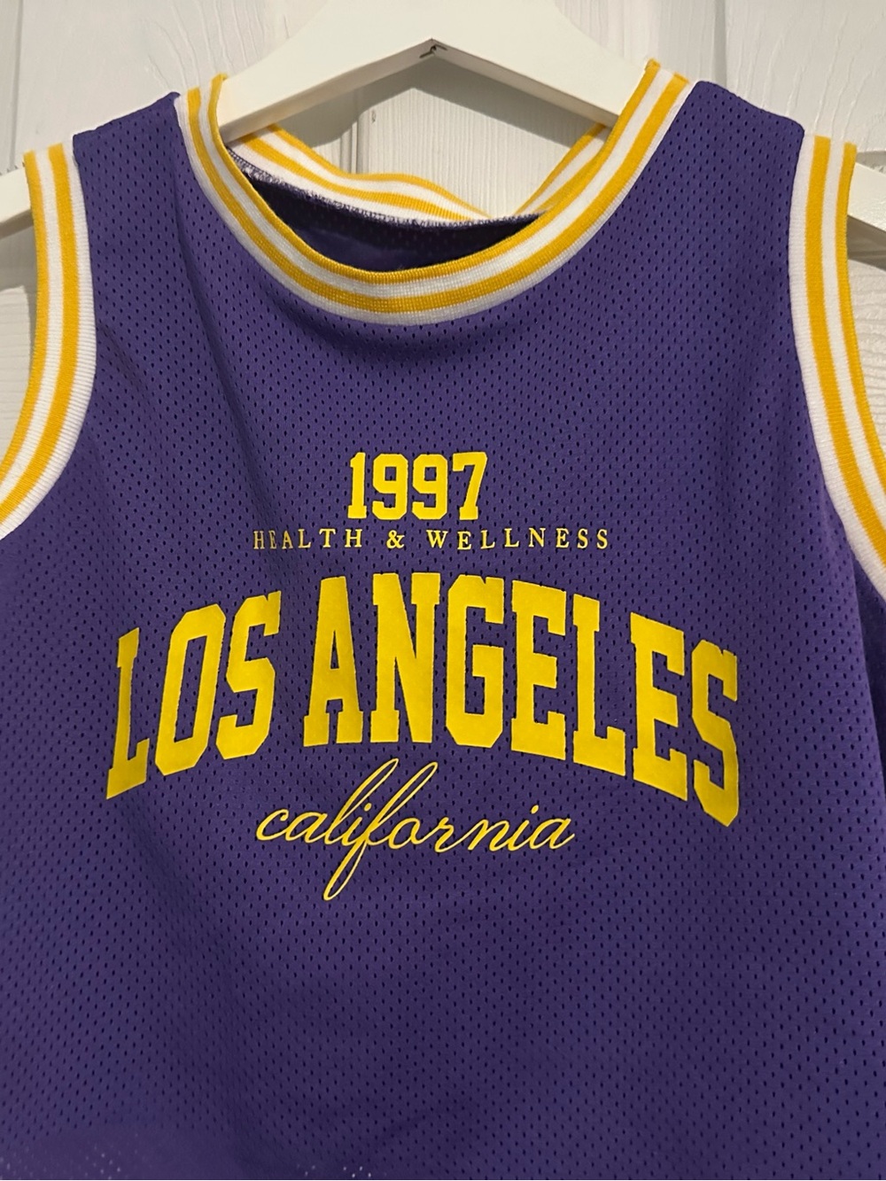 Los Angeles Graphic Purple Crop Tank Top size L